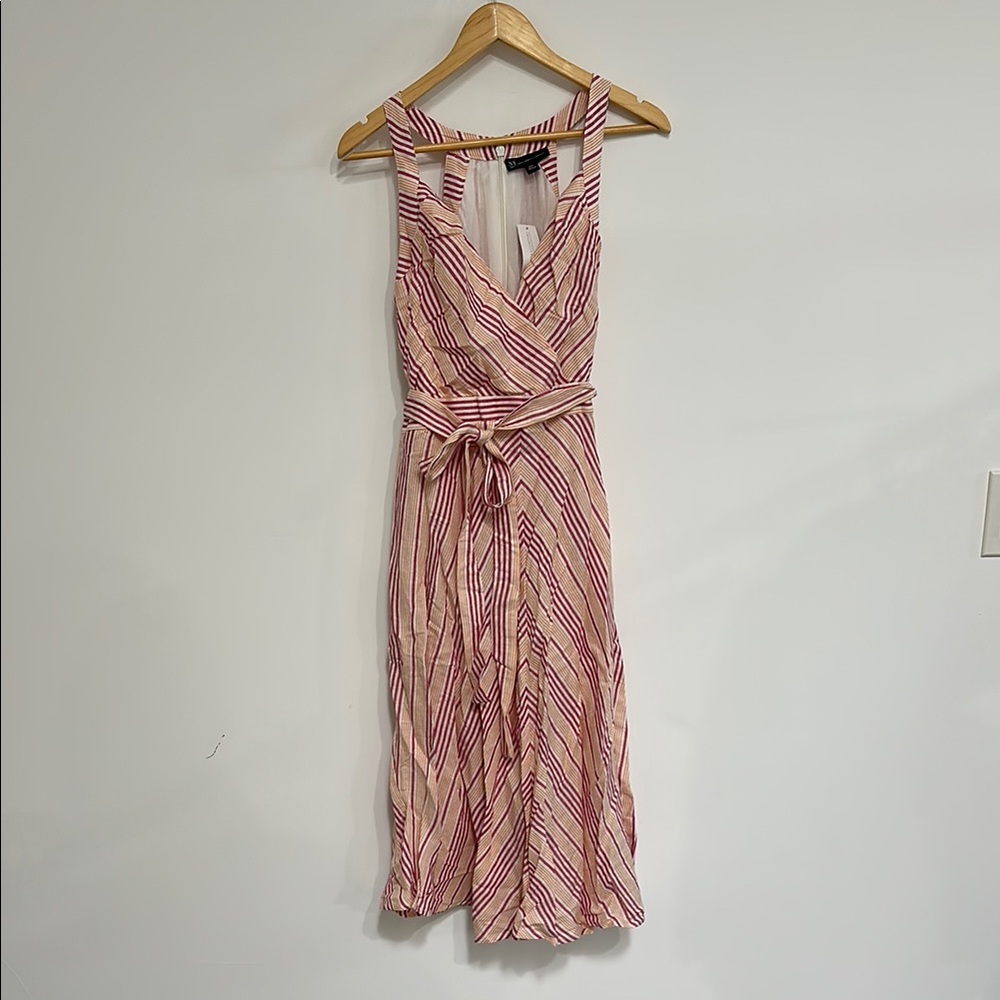 Striped Pink and Cream Sleeveless Dress